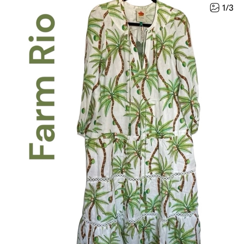 FARM Rio Green Palm Print Maxi Dress - Picture 2 of 2